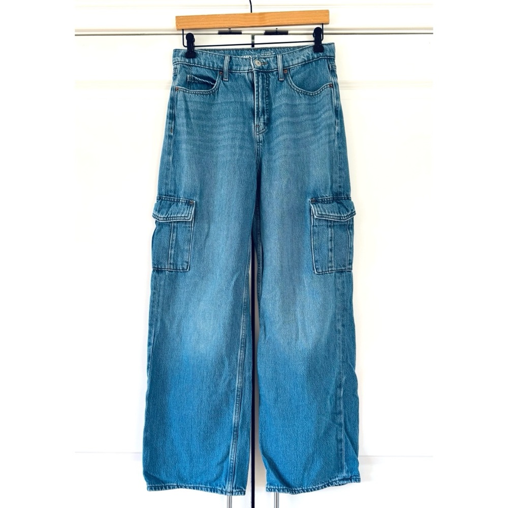 Old Navy Cargo Jeans High Rise Wide Leg Size 4